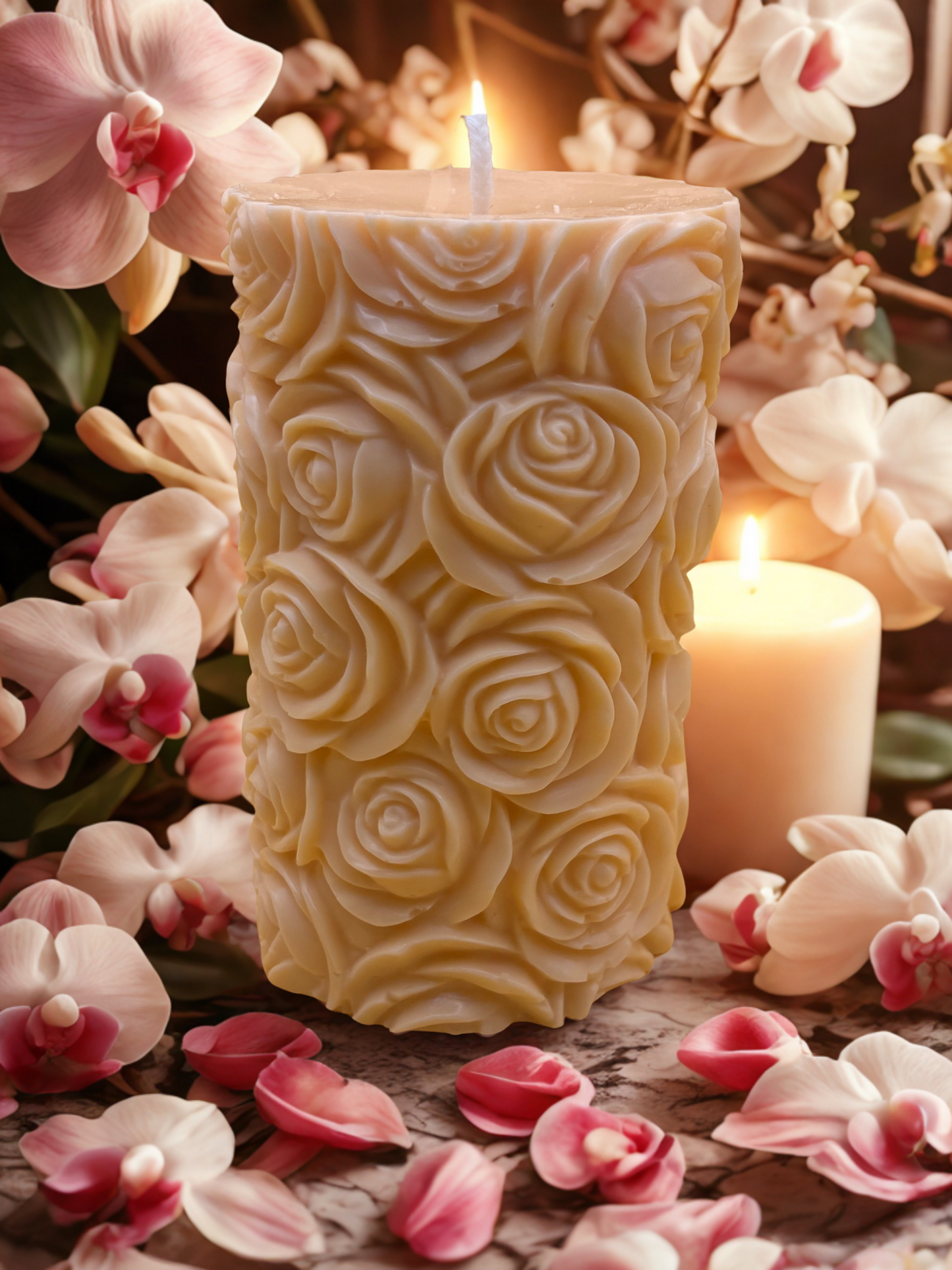 Rose Pillar Candle